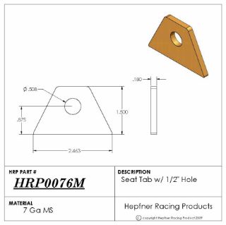 Picture of Seat Tab, MS, 0.180" Thick, 0.500 Hole